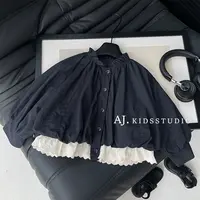 【现货】阿卷秋装女童蕾丝拼接花边灯笼花苞外套阔版风衣MPG6606