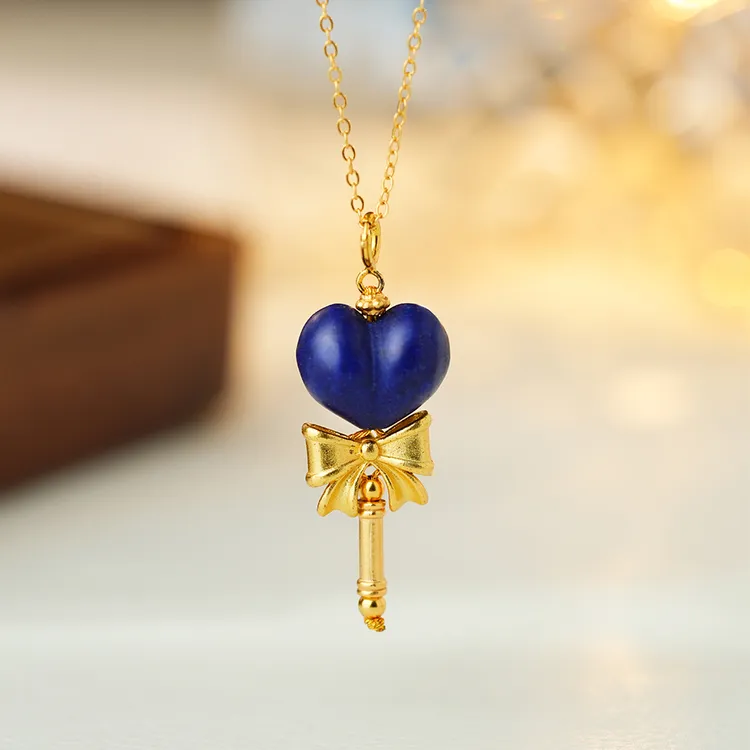 御臻珠宝｜青金石｜S925银｜爱心屁桃百搭配饰吊坠挂件项链气质