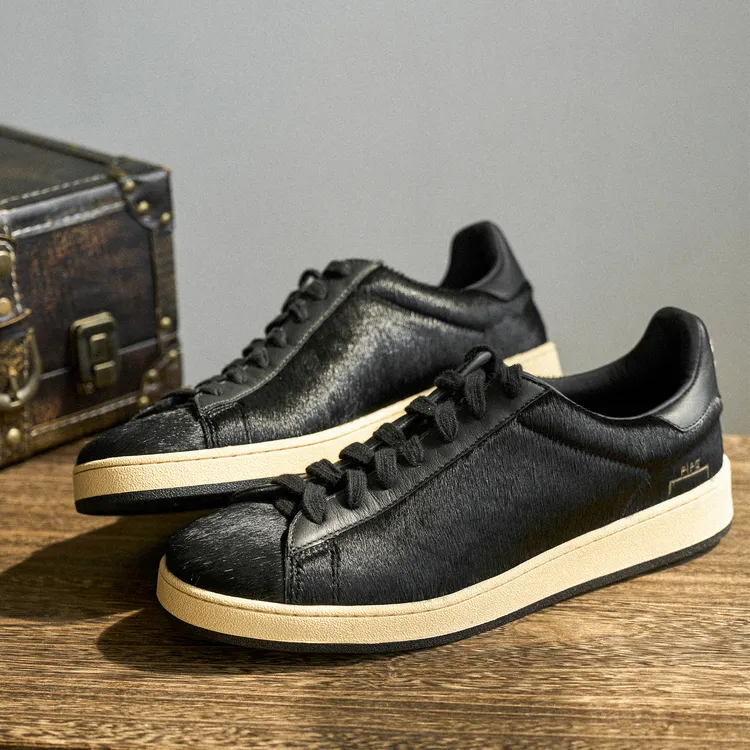 PIPG马皮男鞋小众原创复古运动休闲板鞋 百搭简约轻便真皮手工鞋