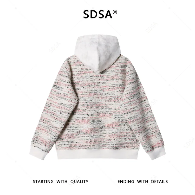 SDSA男士秋冬新款痞帅男装韩版扎染拼接抽绳连帽卫衣百搭套头上衣