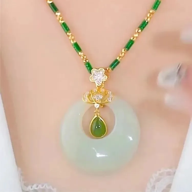 锌合金项链 2025新款【平安扣】水滴形高贵高档气质妈妈款爆款项链