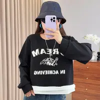 【素衣白纱】2025秋季新款大码胖mm女装圆领字母抽绳卫衣-9058