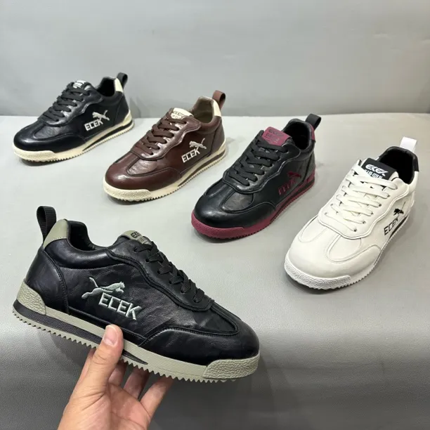 四季新款低帮圆头系带拼接舒适软底板鞋防滑运动休闲鞋百搭男鞋