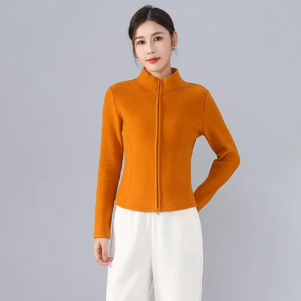 燕苹秋冬新款防风立领加绒加厚保暖收腰修身显瘦发热开衫ZQY25-89