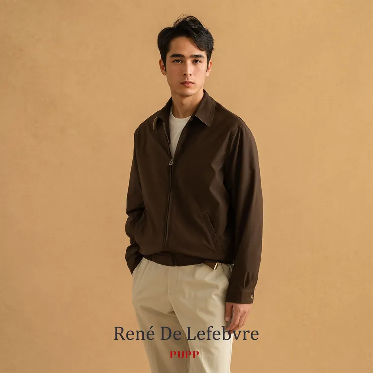 René De Lefebvre秋季男士休闲翻领工装风复古商务拼色夹克外套