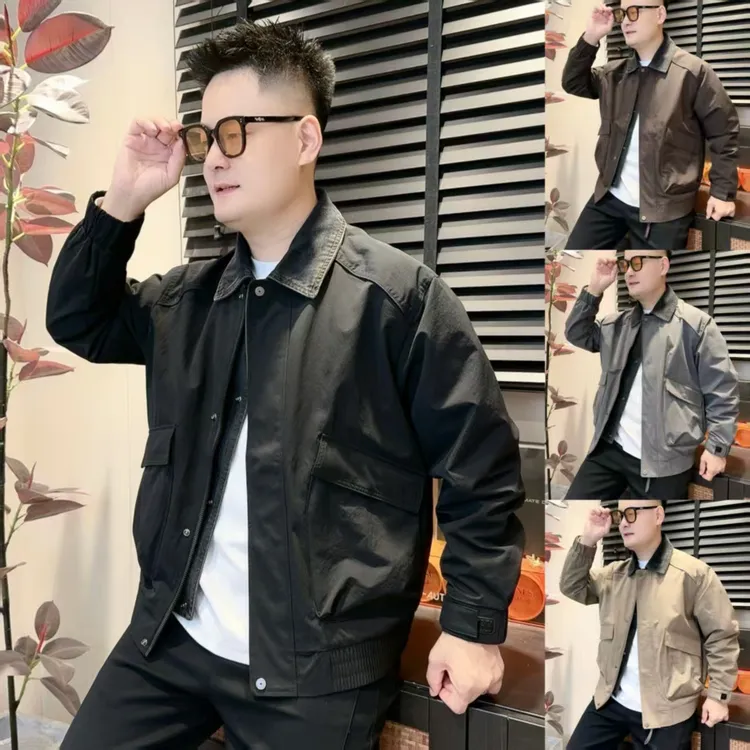 翻领牛仔假俩件男士外套秋季新款时尚痞帅慵懒风假俩件外套505