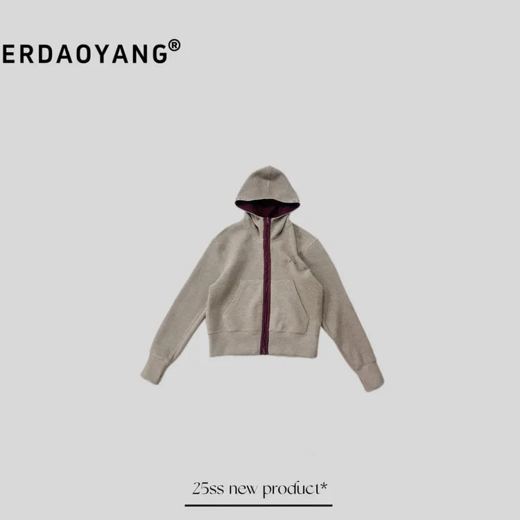 尔刀阳 "贝微微" 秋冬进口羊毛重工显高显瘦百搭连帽外套WTC118