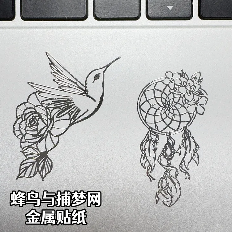 蜂鸟与捕梦网个性创意金属贴纸 手机电脑笔记本手账DIY装饰贴立体