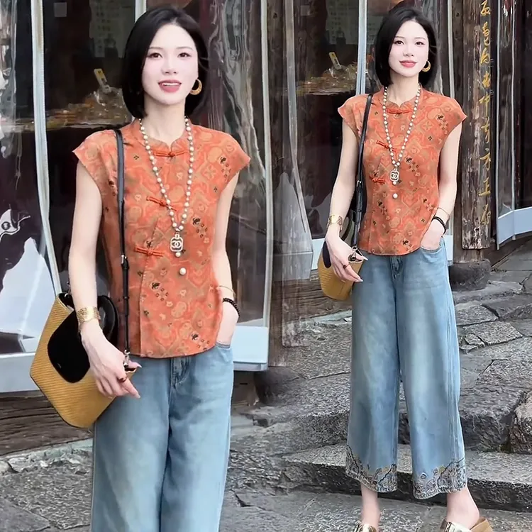 新中式国风衬衫女2025夏季新款时尚洋气复古盘扣上衣百搭显瘦小衫
