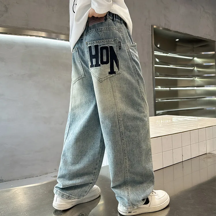 童装男童春季新款牛仔裤2025年中大童设计师款韩版宽松时尚小众