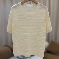 【福利】夏季薄款镂空短袖针织衫女大码胖mm上衣显瘦遮肚子/25247