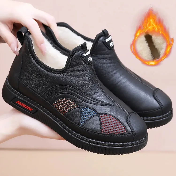 冬季老北京布鞋女加绒保暖老人棉鞋防滑软底中老年妈妈鞋羊毛棉靴