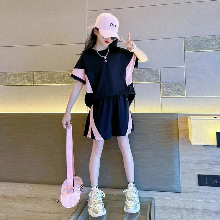 新品巴拉巴拉女童速干运动套装夏季2025新款洋气大儿童学生短袖短