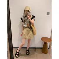 美美推荐770大板条纹短袖t恤新款夏季宽松欧货小飞袖上衣