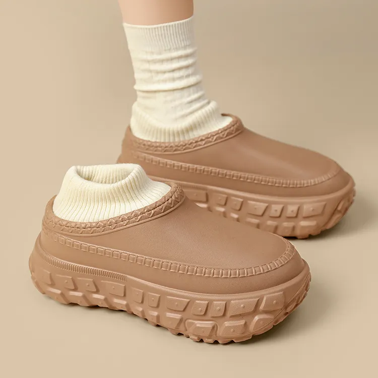 包跟棉拖鞋女款加绒保暖轮胎底防滑防水包头拖懒人一脚蹬勃肯棉鞋