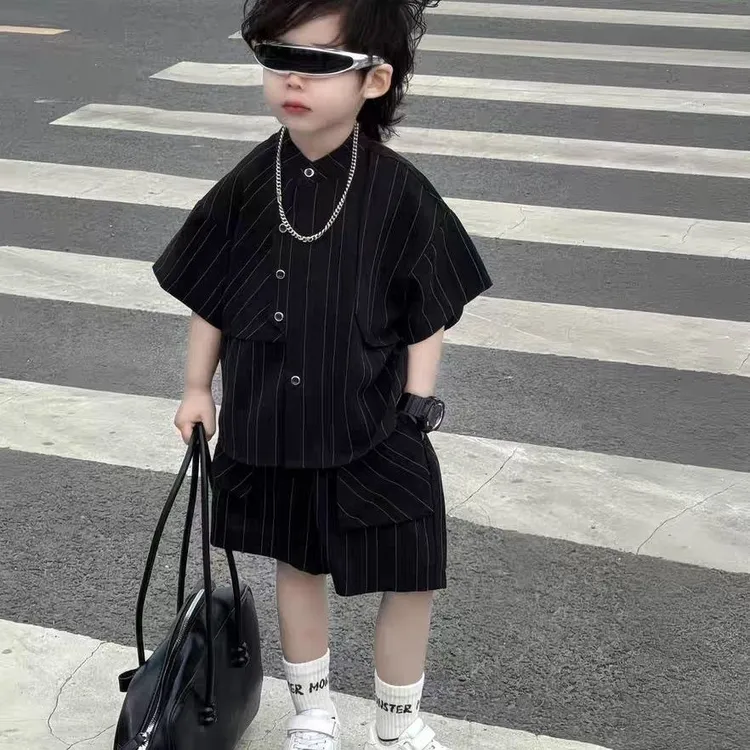 儿童装男童夏装套装2025年新款网红夏季短袖男孩洋帅气时髦潮衣服