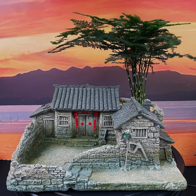 乡间印象老房子复古风格微缩景观客厅书房盆景花盆创意家居装饰品