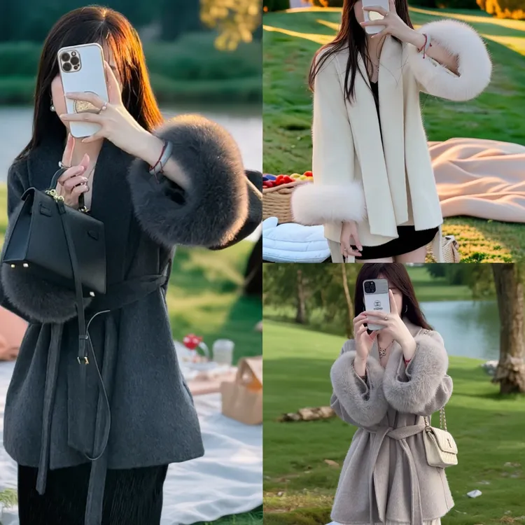 双十一双面羊毛羊绒大衣真毛轻奢气质时尚韩版宽松百搭收腰显瘦