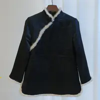 『夜莺』新中式国风秋冬醋酸加棉衬衫小旗袍DGWC3077