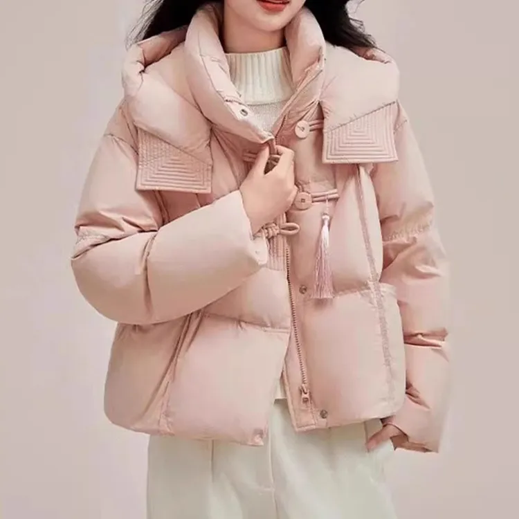 2026秋冬新款设计感减龄外套新中式气质国风连帽棉服女