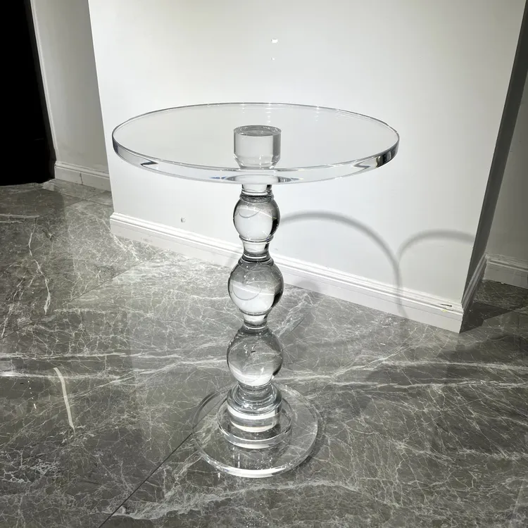 冰珠水晶亚克力边几 直径42×60cm 美式轻奢意式简约个性客厅茶几