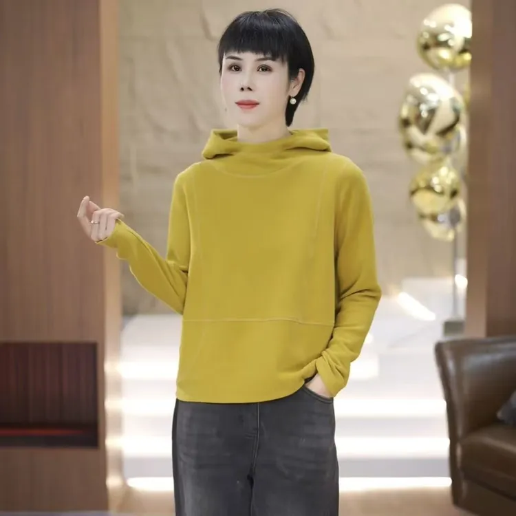 【渲渲推荐】XR-6802冬季气质通勤分割线带帽卫衣