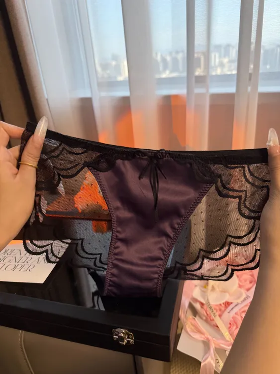 紫风铃-女士无痕三角裤蕾丝法式女三角内裤千金风速干低腰