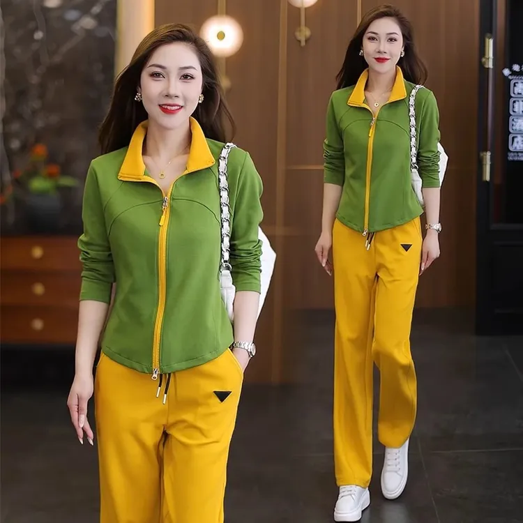 时尚休闲套装女2025春季新款显瘦开衫卫衣外套阔腿裤两件套运动服