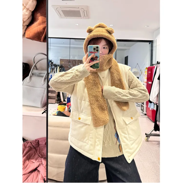 晶咕【垂直入坑】竖坑条立领宽松保暖棉服马甲