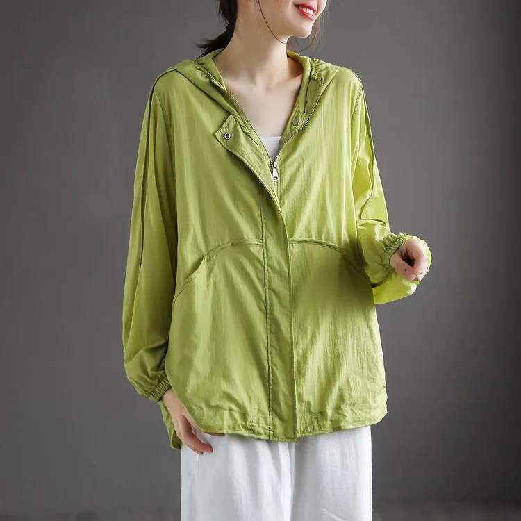 门店27&9！轻薄纸感肌肤衣扩版宽松连帽防晒外套女L40561