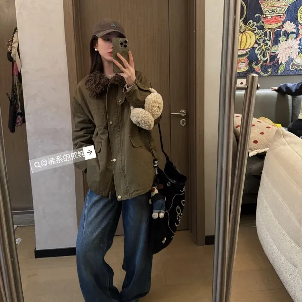 【NO退NO换】欧货【旅行者】白鸭绒工装翻领宽松保暖派克外套88e71