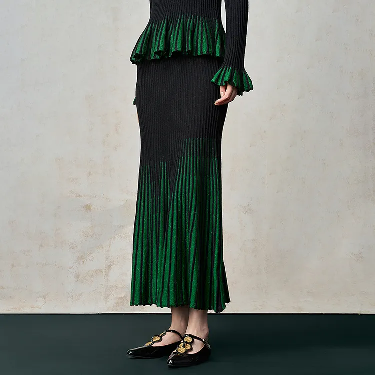 生活在左【林栖作品】毛织半身裙显瘦金葱2025百褶裙女1954043