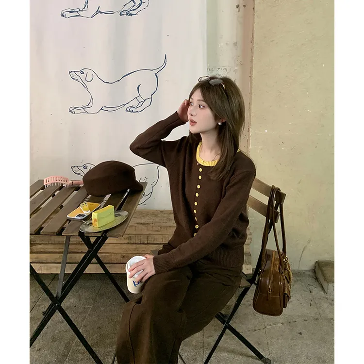 FUGUI RICH【落日余温】小个子秋季新款百搭撞色毛衣法式毛织上衣