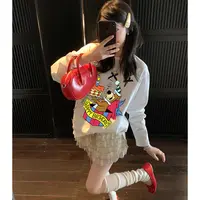  港味ins长袖纯棉t恤韩版休闲宽松大码女装蝴蝶结立体小熊上衣