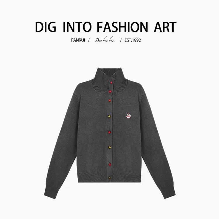 FANRUI/泛芮「糖豆茶壶 」轻奢时尚设计感洋气百搭针织开衫B14095