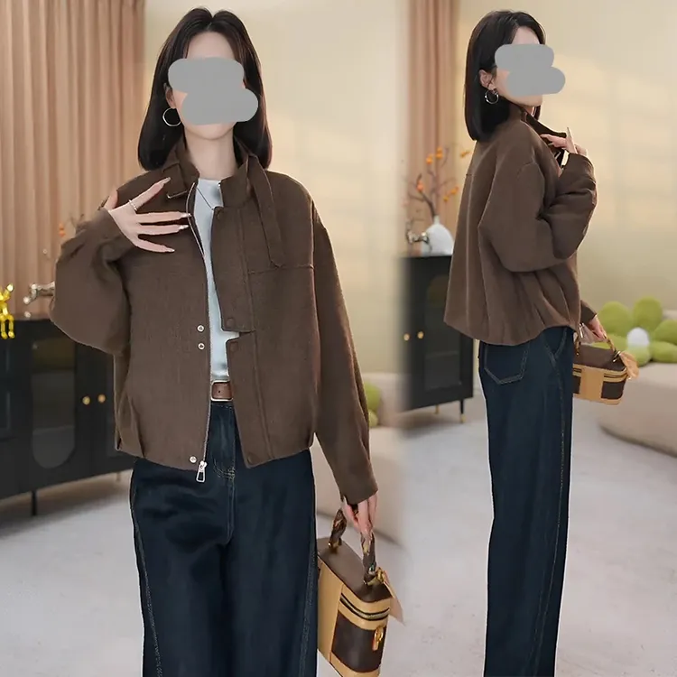 美式特调复古工装风短款机车外套女2025春秋新款高级感立领夹克潮