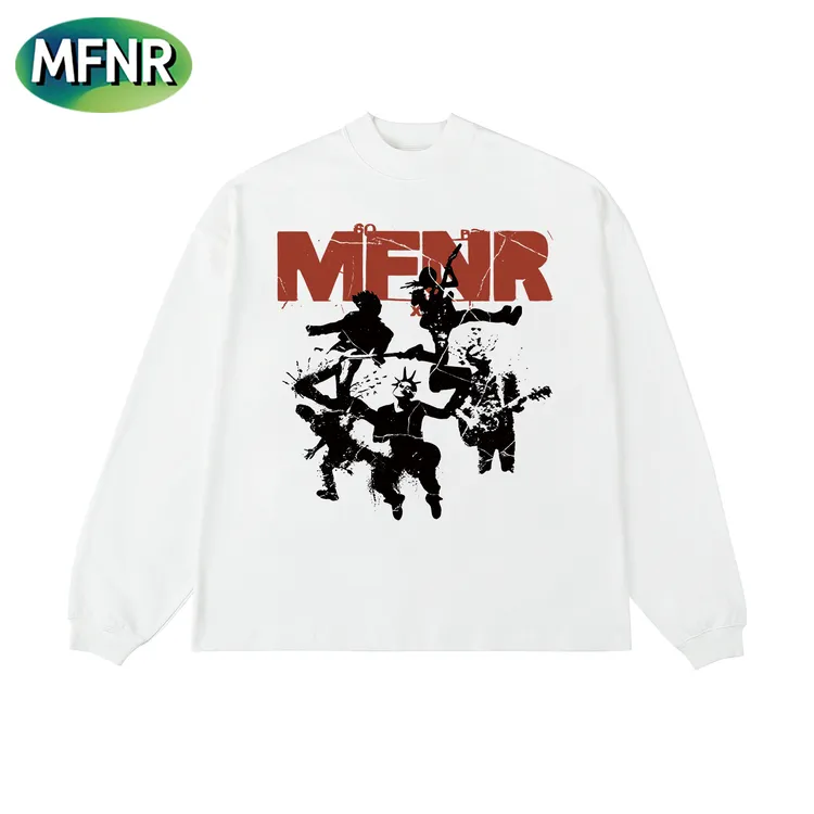 美式复古潮牌印花打底T恤男女情侣秋冬街头百搭重磅纯棉长袖上衣