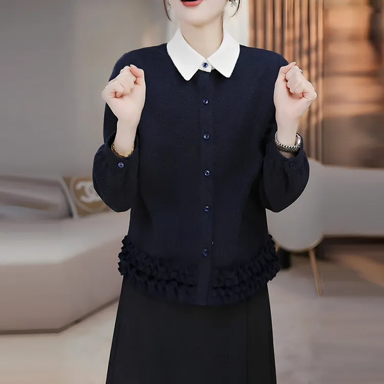 女士磨毛衬衫2025冬季新款高级感洋气减龄宽松显瘦加厚木耳边上衣