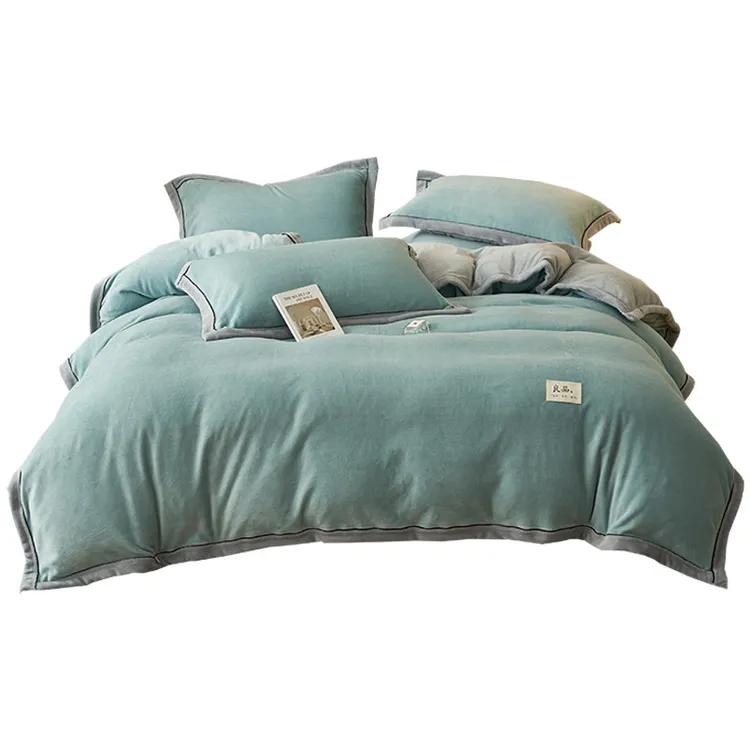 被套家用新品蓬松被子柔软被芯简约牛奶绒保暖可拆卸加厚拼色冬被