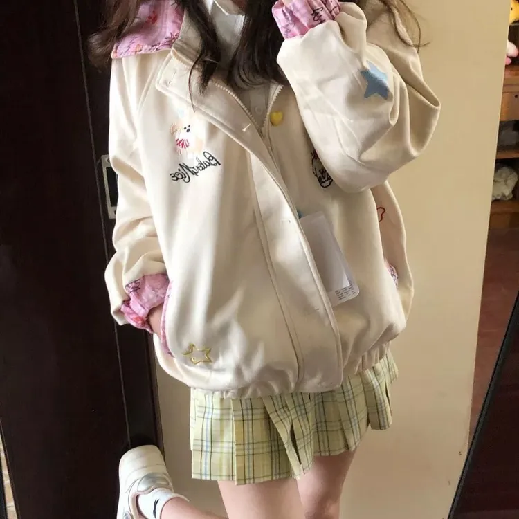 长袖秋季刺绣插肩袖不褪色打底衫日系印花Y3K千金风休闲百搭少女