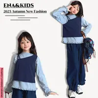 ENA恩娜kids【雪梨妹宝】女童秋款韩系吊带花边打底衫上衣两件套