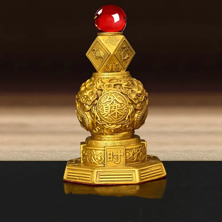 黄铜八方运转摆件可旋转摆设创意家居装饰品L2