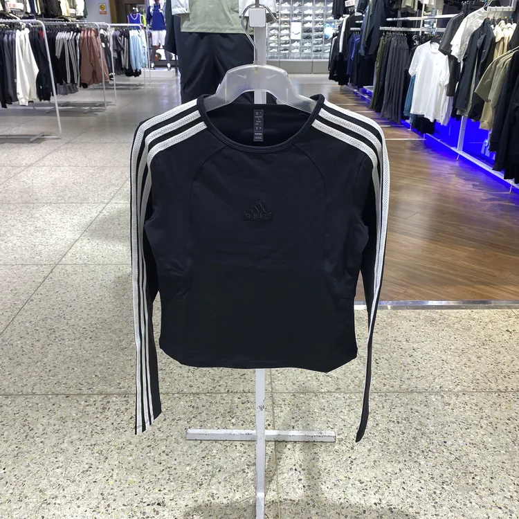 Adidas阿迪达斯女子撞色三条纹时尚潮流圆领长袖T恤JW4643JN0755
