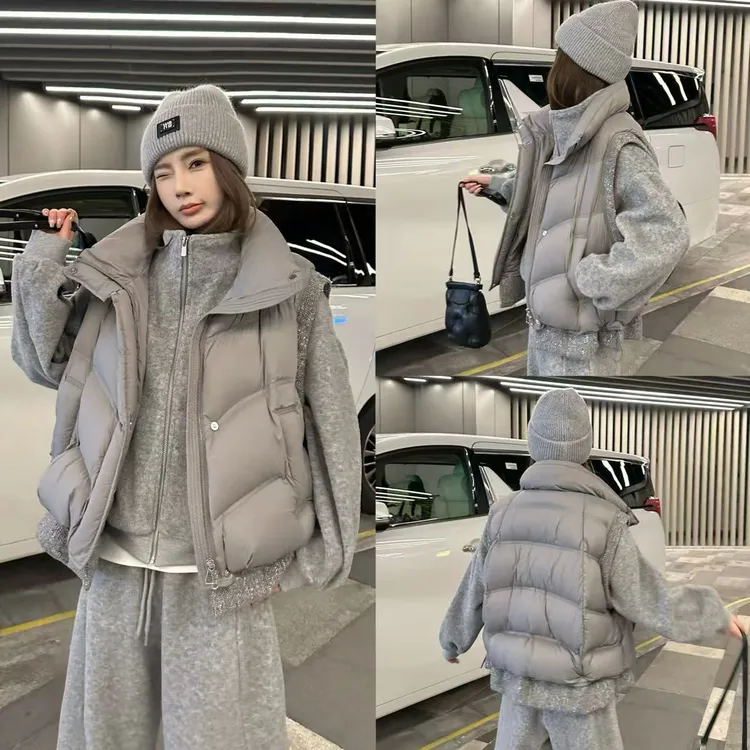 SG / 杨依姗 AW超柔轻暖 90鹅绒毛呢拼接羽绒服马甲MJ-20252336