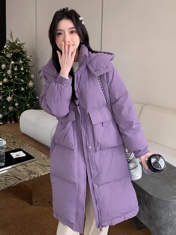 【清仓】2025冬季新款羽绒服女长款过膝加厚大口袋休闲潮流外套