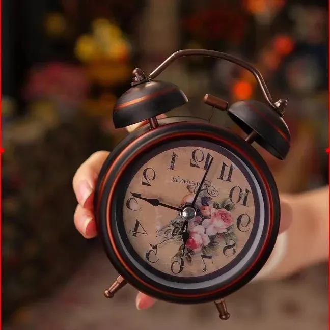 【送电池】复古时钟闹钟创意打铃座钟学生闹钟