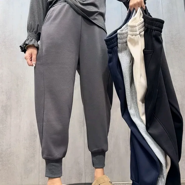 大码冬季加绒高腰显瘦宽松百搭时尚束脚哈伦休闲卫裤