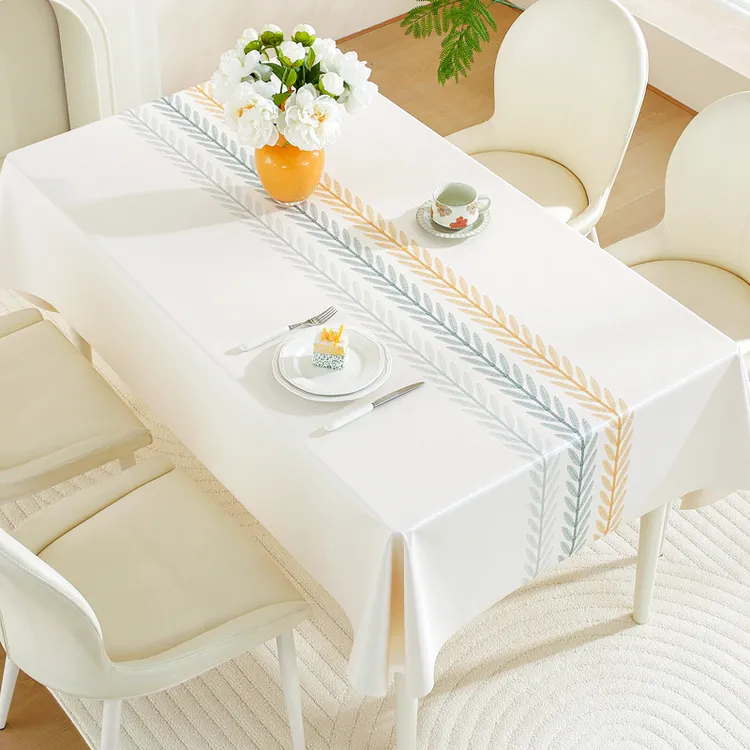 PU环保无味防水防油餐桌布简约轻奢感防烫茶几布最新款高端桌布商品图