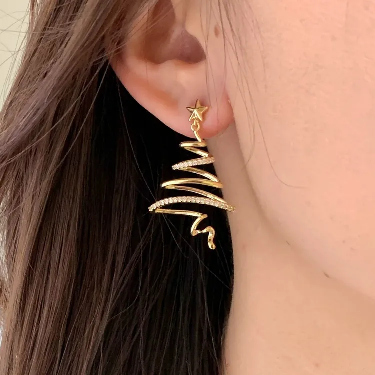 纯铜锆石耳饰 轻奢-小众电镀锆石银针星星耳钉气质设计感耳饰