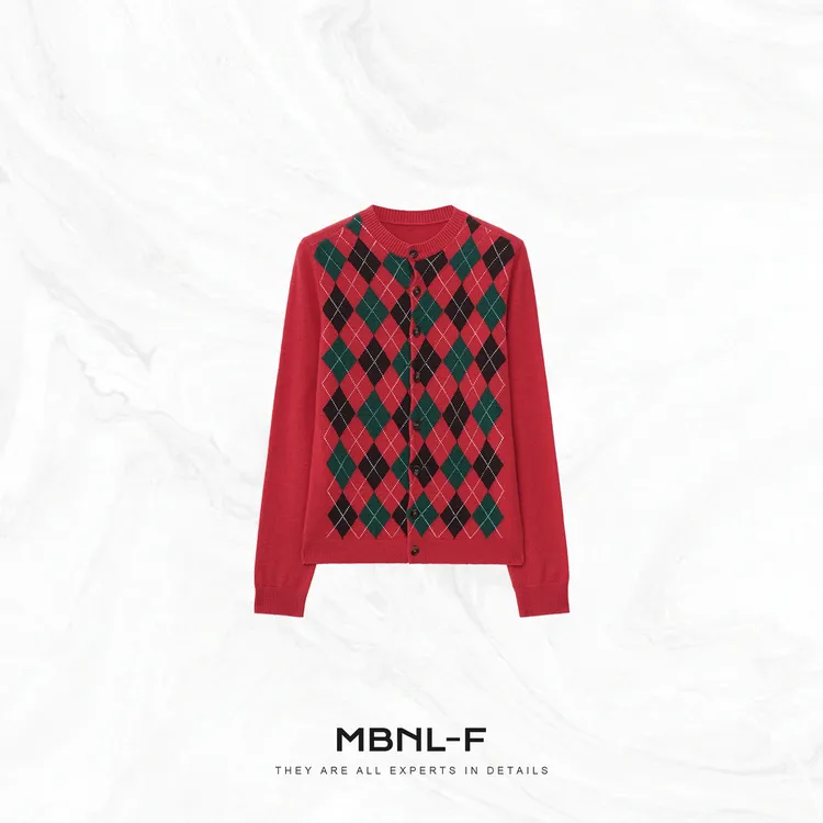 MBNL-F“经典方砖” 12针进口德国织机定织绵羊毛开衫 秦磊TH-MY111